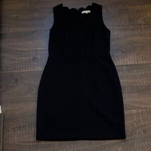 Loft Scalloped Black Sleeveless Dress, 12 Tall
